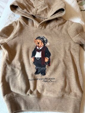 Ralph Lauren Tan Polo Bear Pullover Hoodie for Kids